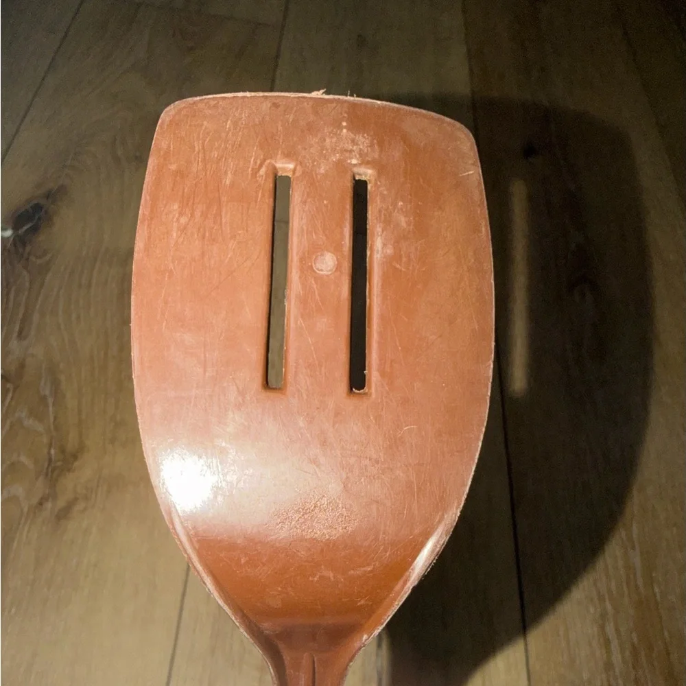 ENSAR Corp 2 Slot VTG Brown Nylon Slotted Spatula Flipper Turner Kitchen Cooking